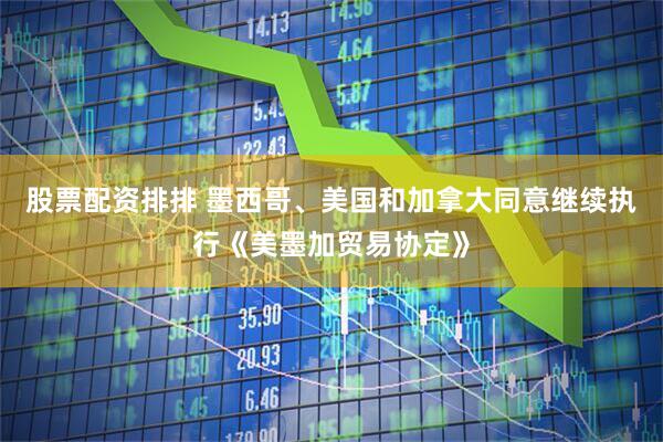 股票配资排排 墨西哥、美国和加拿大同意继续执行《美墨加贸易协定》